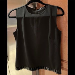 Ann Taylor black sleeveless zip back with fringe bottom new with tag